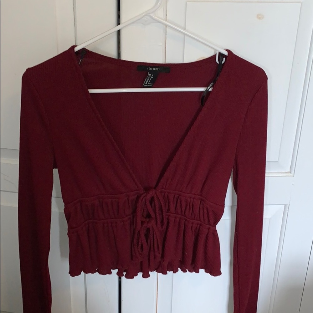 Maroon Long Sleeve Tie-Shirt